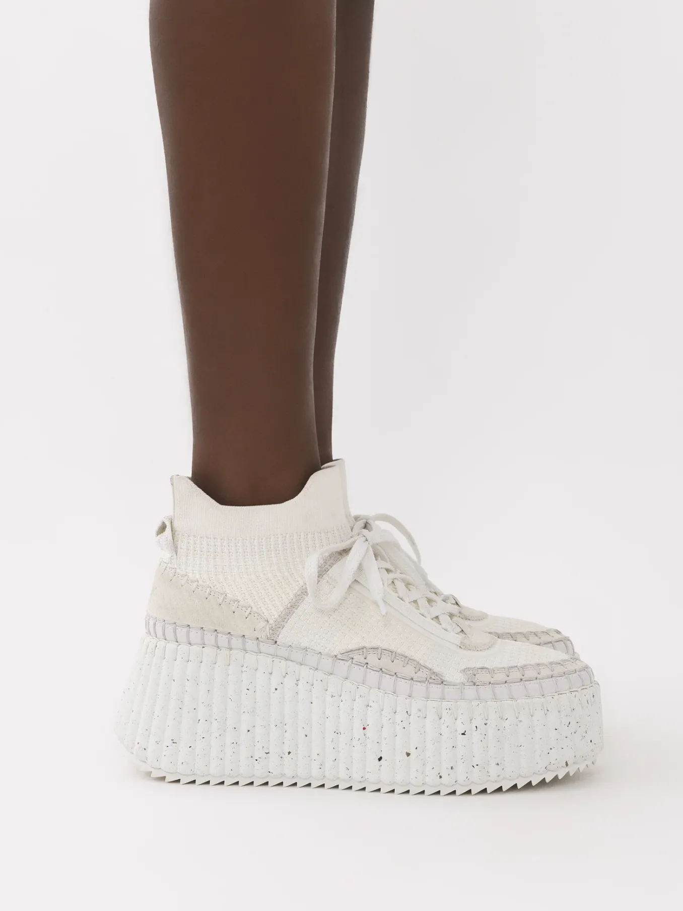 Baskets-Chloé Baskets Compensees Nama Blanc