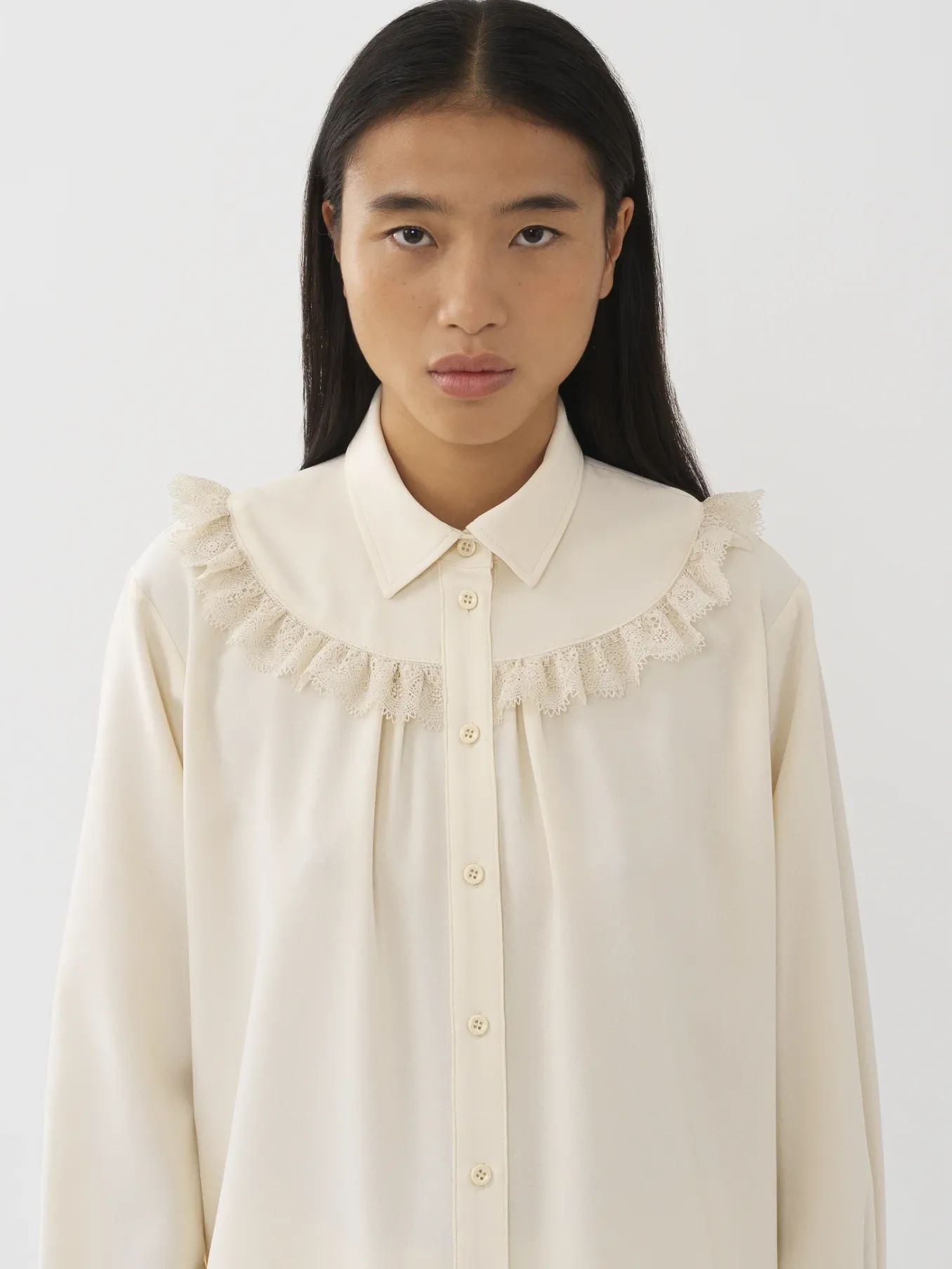Vêtements-Chloé Blouse Volantee Light Ivory