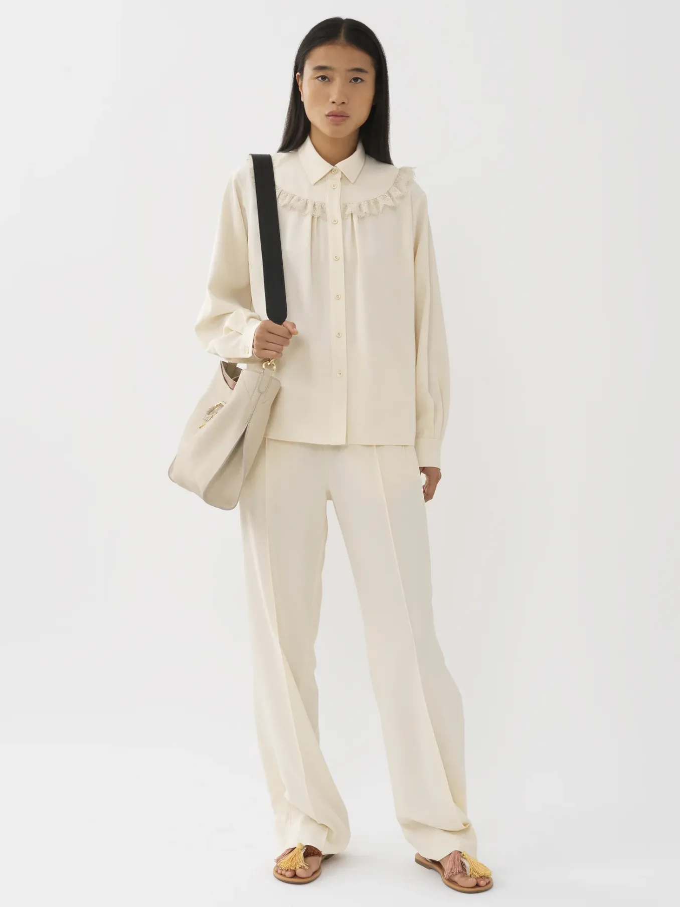 Vêtements-Chloé Blouse Volantee Light Ivory