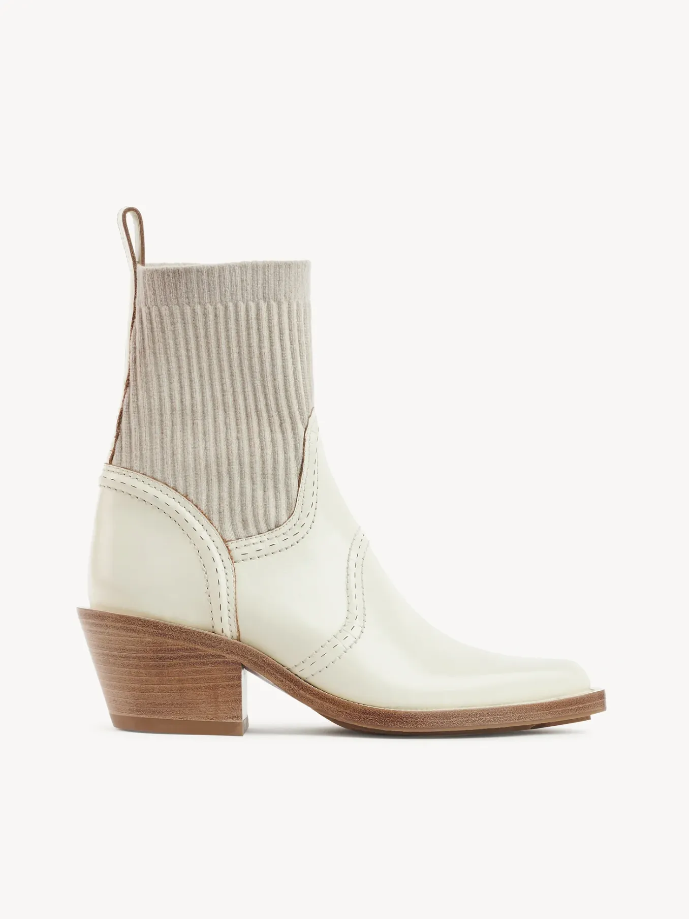 Bottes Et Bottines-Chloé Bottines Texanes Effet Chaussette Nellie Eggshell