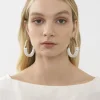 Bijoux-Chloé Boucles D'Oreilles Creoles Larges Maura Blanc