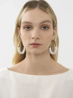 Bijoux-Chloé Boucles D'Oreilles Creoles Larges Maura Blanc