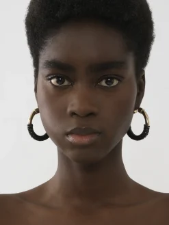 Bijoux-Chloé Boucles D'Oreilles Creoles Maura Noir