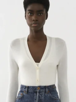Maille-Chloé Cardigan Col V White Powder