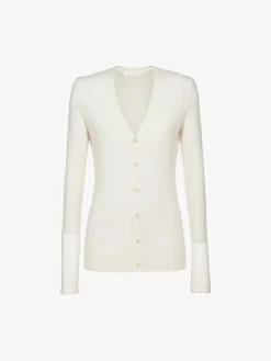 Maille-Chloé Cardigan Col V White Powder