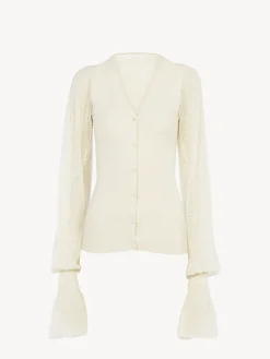 Maille-Chloé Cardigan Col V Ajuste Lovely White