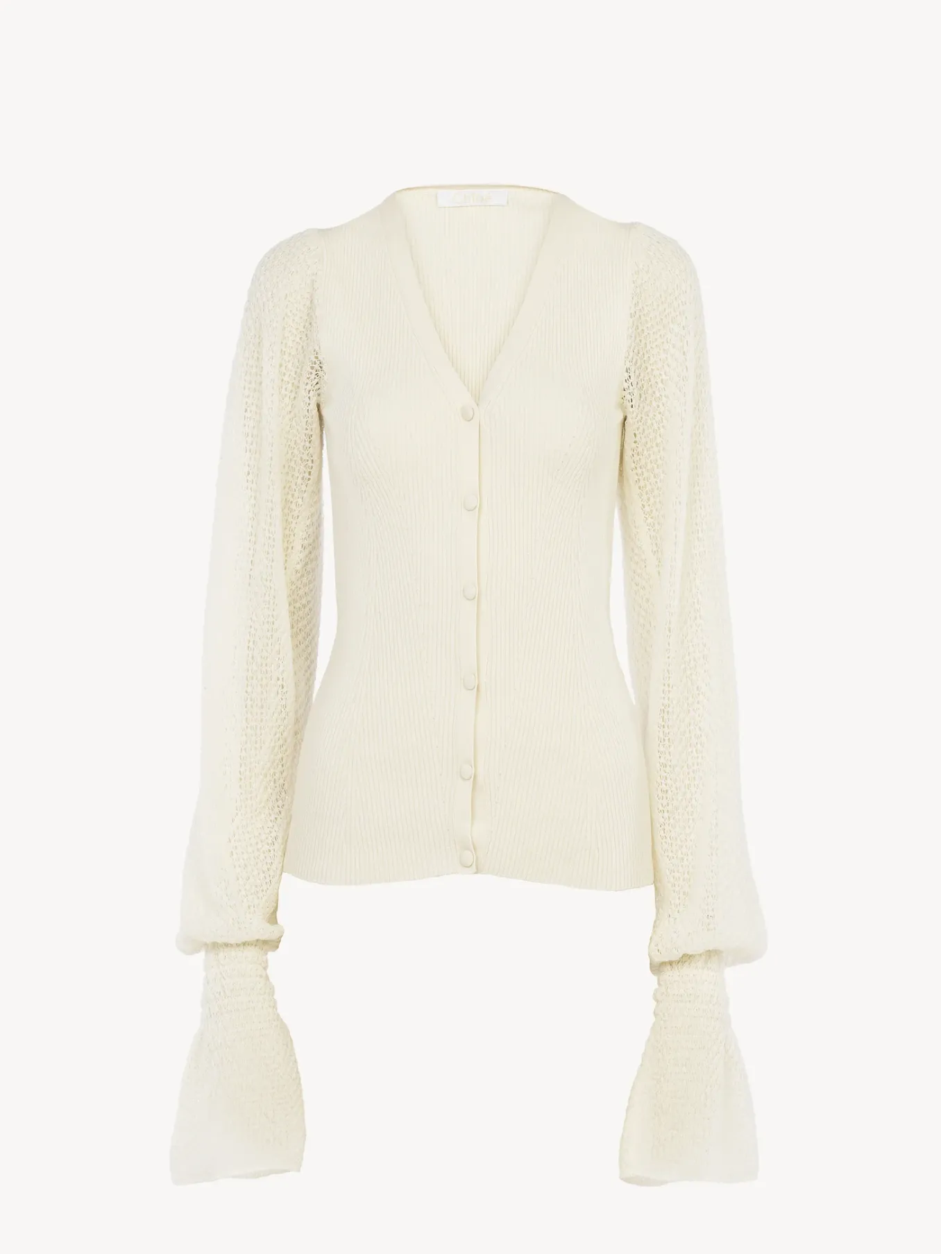 Maille-Chloé Cardigan Col V Ajuste Lovely White