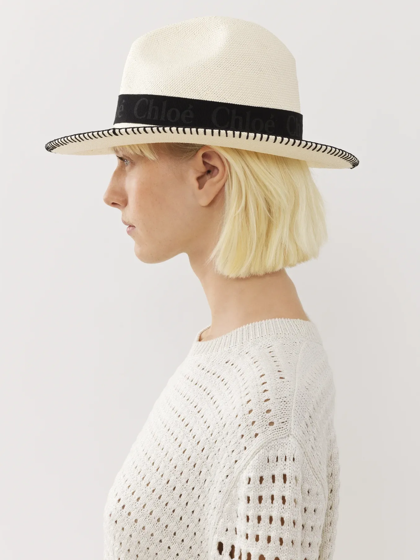 Tenues De Plage-Chloé Chapeau Panama Woody Blanc
