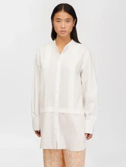 Vêtements-Chloé Chemise Longue Col Mao Blanc