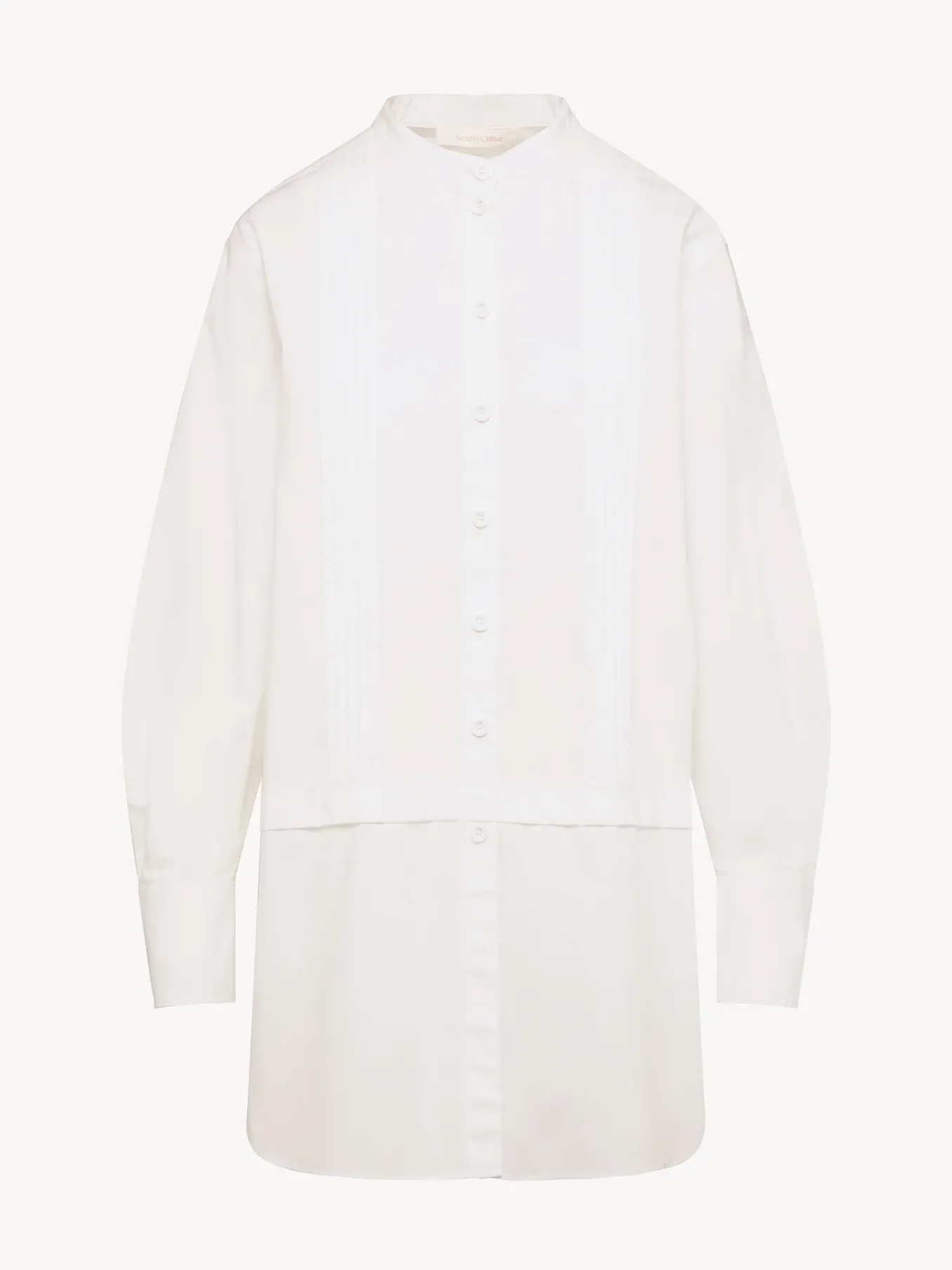 Vêtements-Chloé Chemise Longue Col Mao Blanc