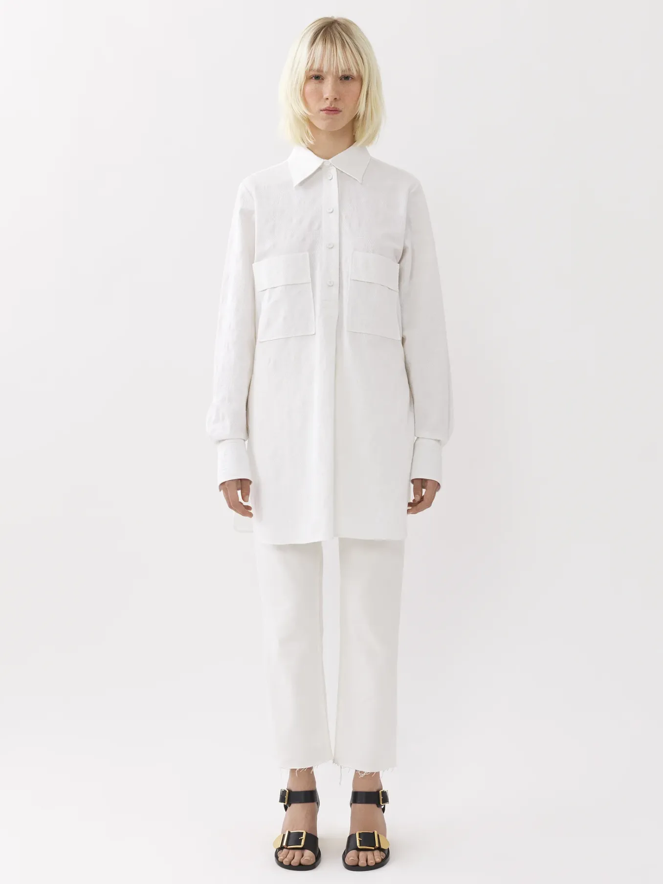 Tops Et Blouses-Chloé Chemise Longue Oversize Blanc