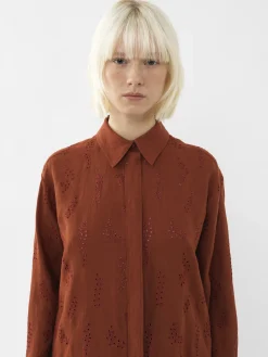 Tops Et Blouses-Chloé Chemise Longue Patricia Chloe X Eres Red Ochre