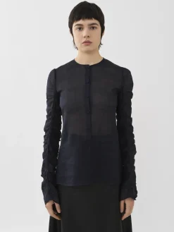Tops Et Blouses-Chloé Chemise Sans Col Ink Navy