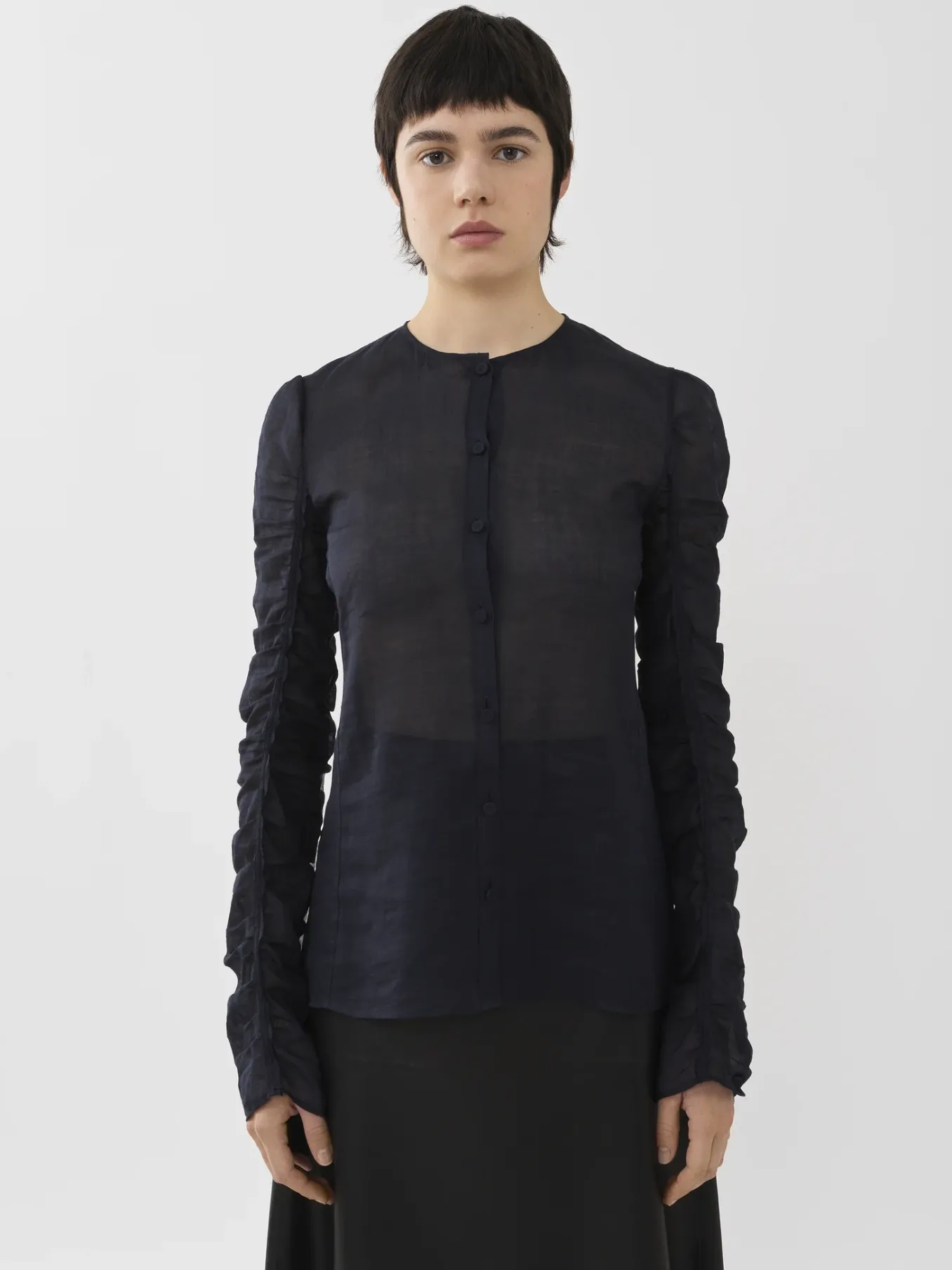 Tops Et Blouses-Chloé Chemise Sans Col Ink Navy