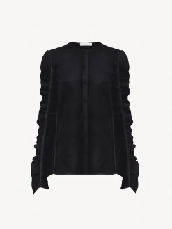 Tops Et Blouses-Chloé Chemise Sans Col Ink Navy