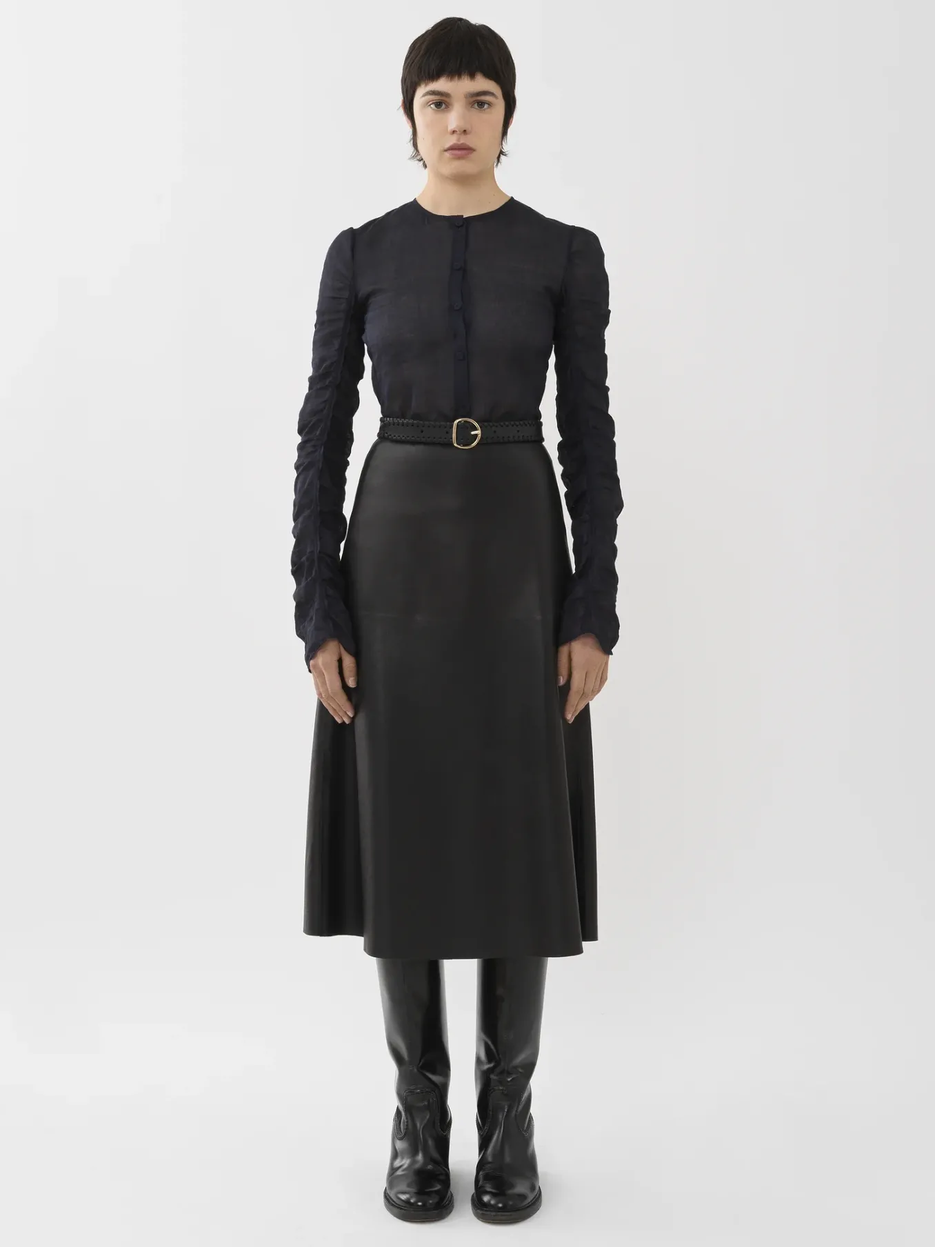 Tops Et Blouses-Chloé Chemise Sans Col Ink Navy