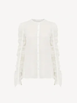 Tops Et Blouses-Chloé Chemise Sans Col Blanc