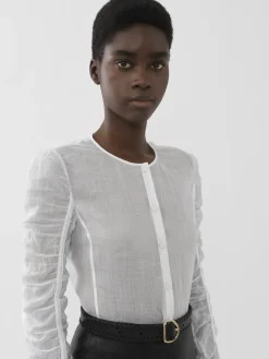 Tops Et Blouses-Chloé Chemise Sans Col Blanc