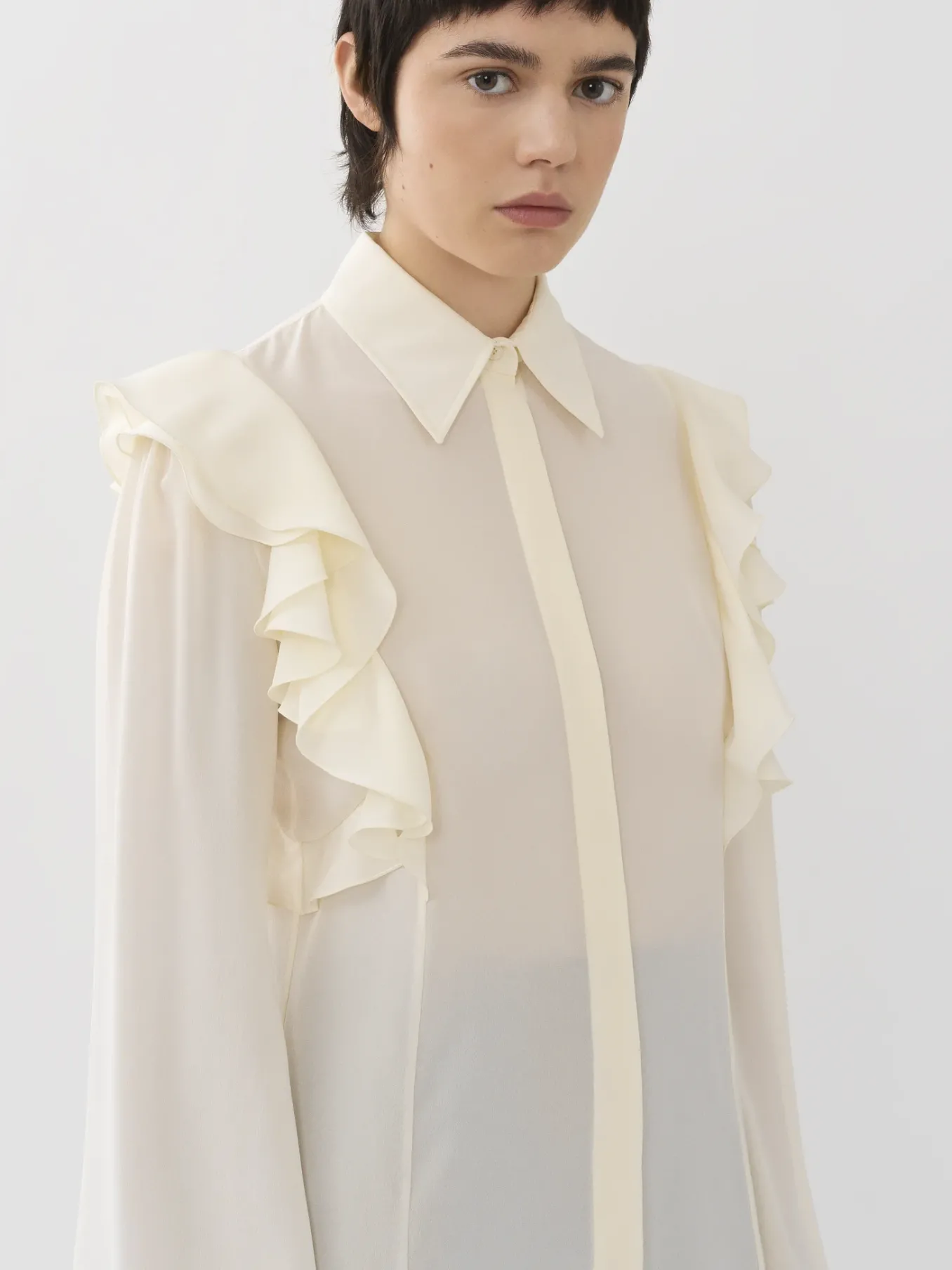 Tops Et Blouses-Chloé Chemise Volantee Coconut Milk
