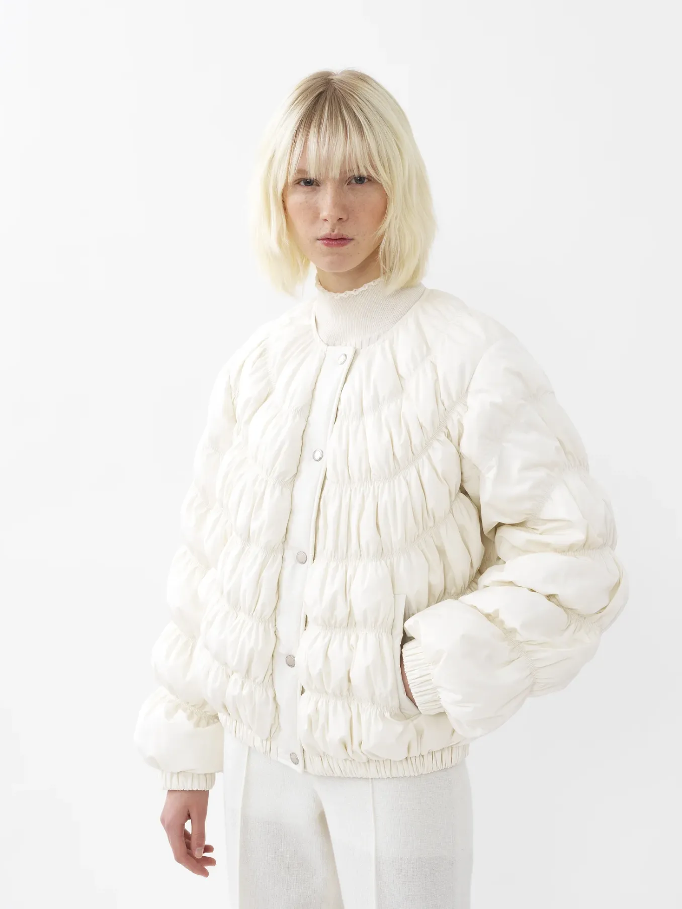 Vestes-Chloé Doudoune Froncee Seedpearl Beige