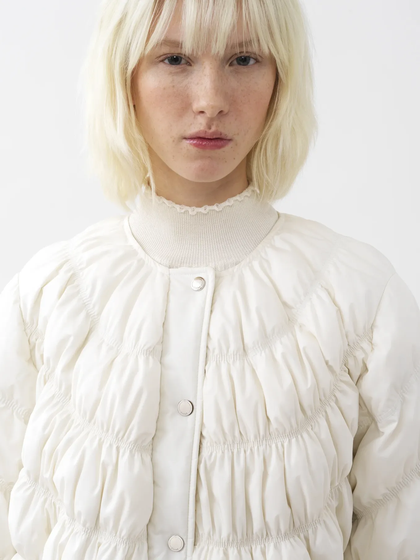 Vestes-Chloé Doudoune Froncee Seedpearl Beige