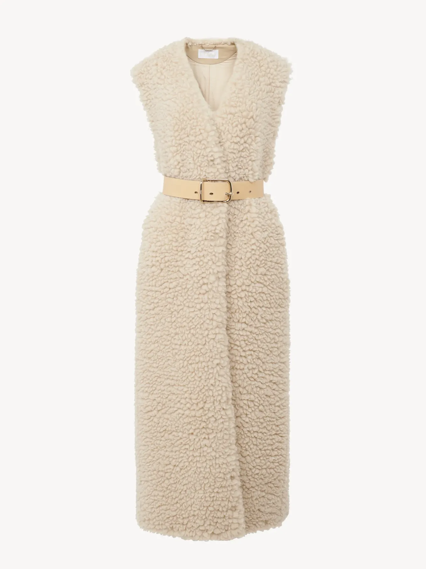 Manteaux-Chloé Gilet Long Ceinture Soften Brown
