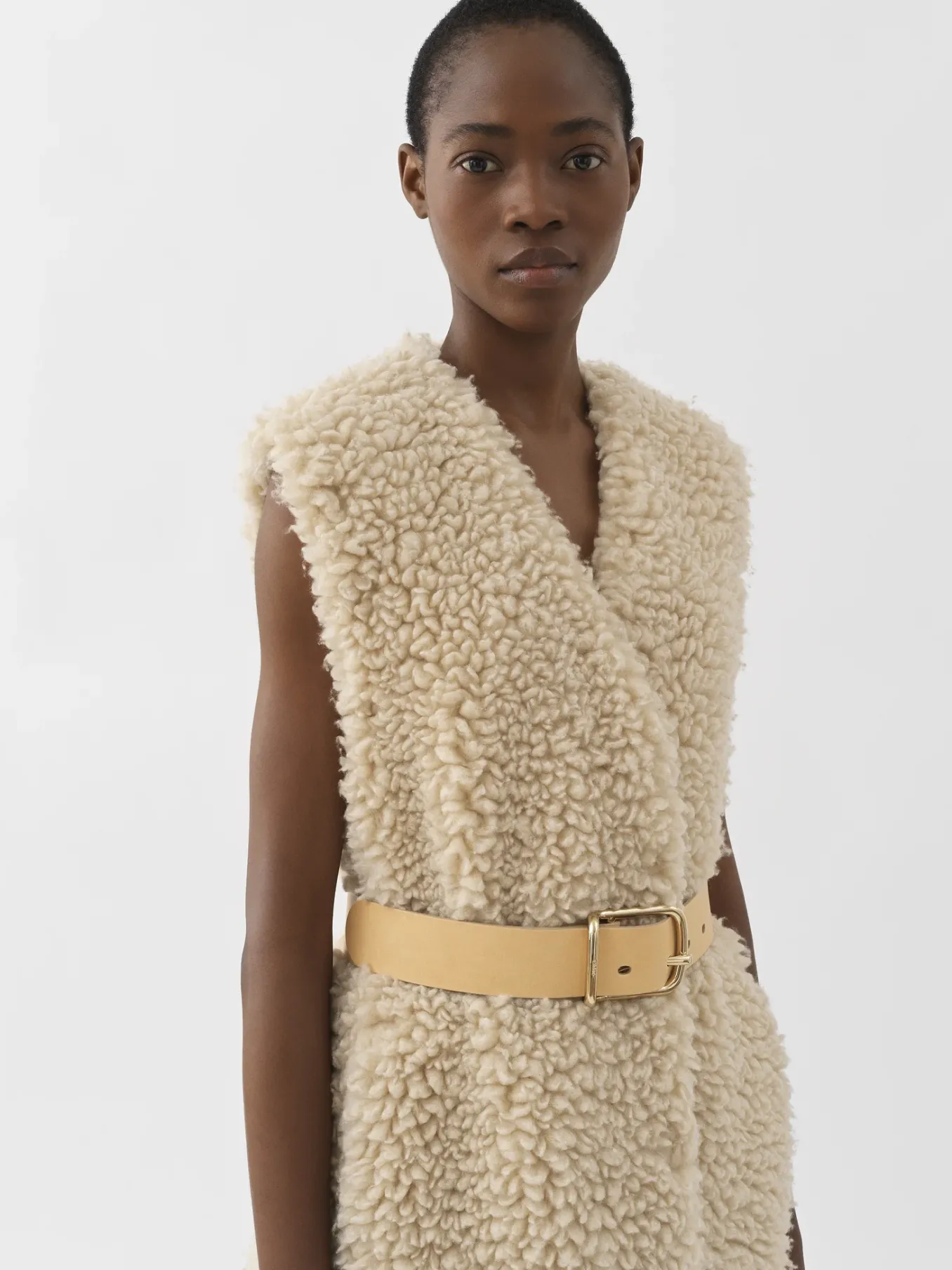 Manteaux-Chloé Gilet Long Ceinture Soften Brown