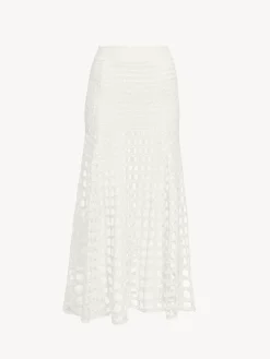 Maille-Chloé Jupe Longue Evasee Blanc