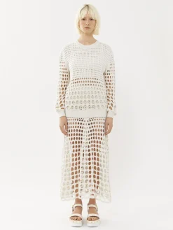 Maille-Chloé Jupe Longue Evasee Blanc
