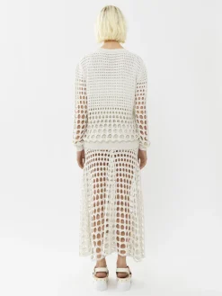 Maille-Chloé Jupe Longue Evasee Blanc