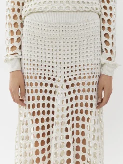 Maille-Chloé Jupe Longue Evasee Blanc
