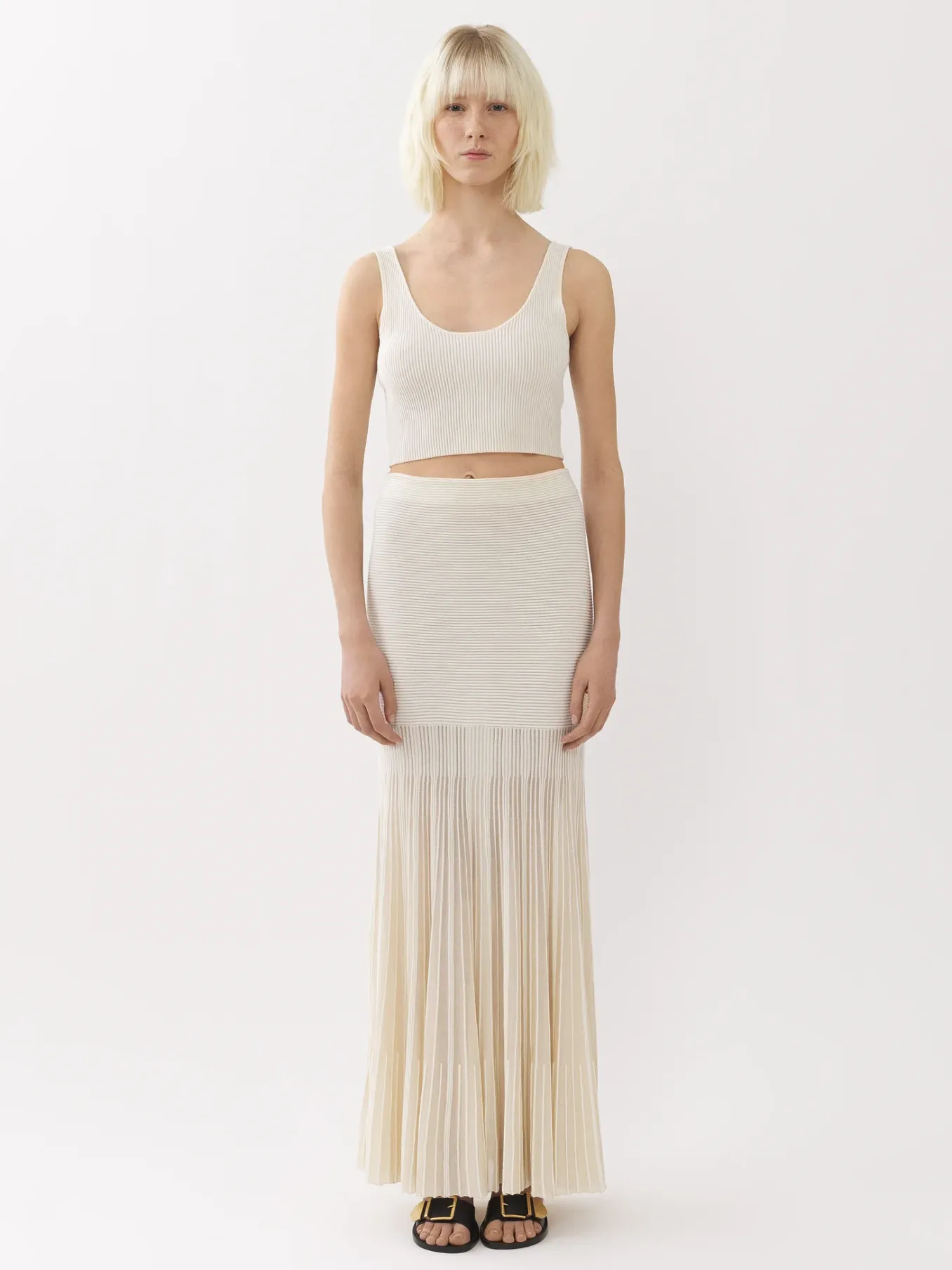Maille-Chloé Jupe Longue Evasee Iconic Milk
