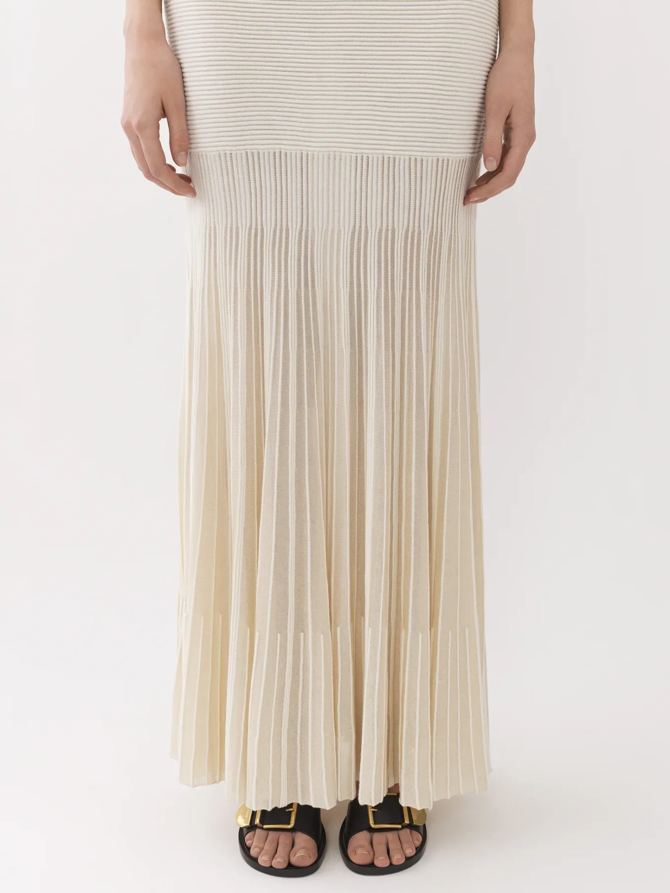 Maille-Chloé Jupe Longue Evasee Iconic Milk