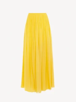 Jupes-Chloé Jupe Maxi Plissee Dark Honey