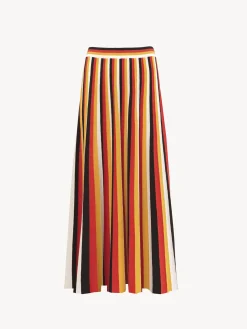 Maille-Chloé Jupe Midi Evasee Multicolor Orange 1