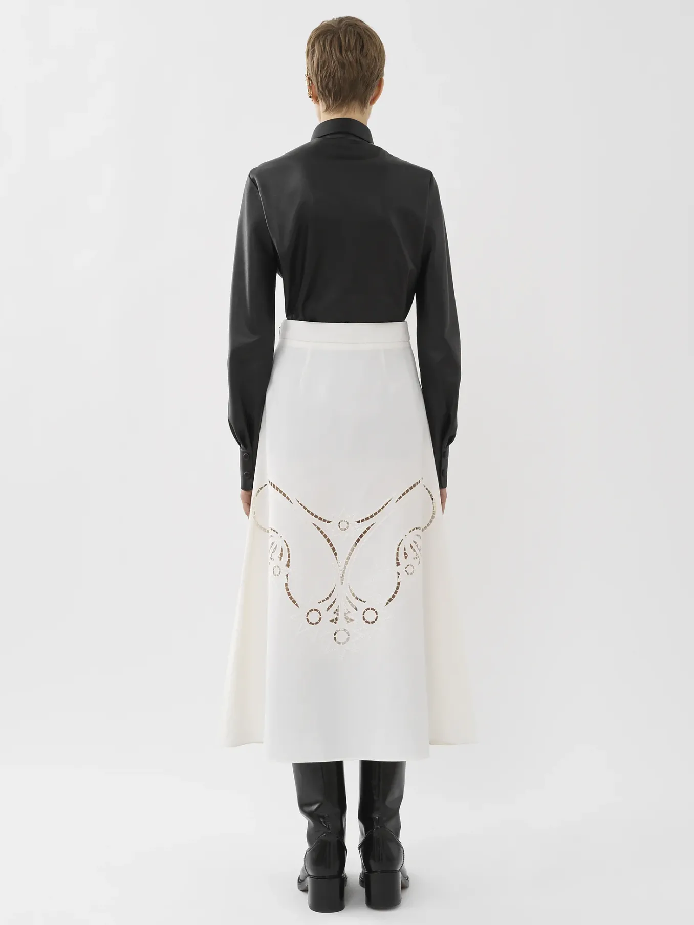 Jupes-Chloé Jupe Midi Evasee Iconic Milk