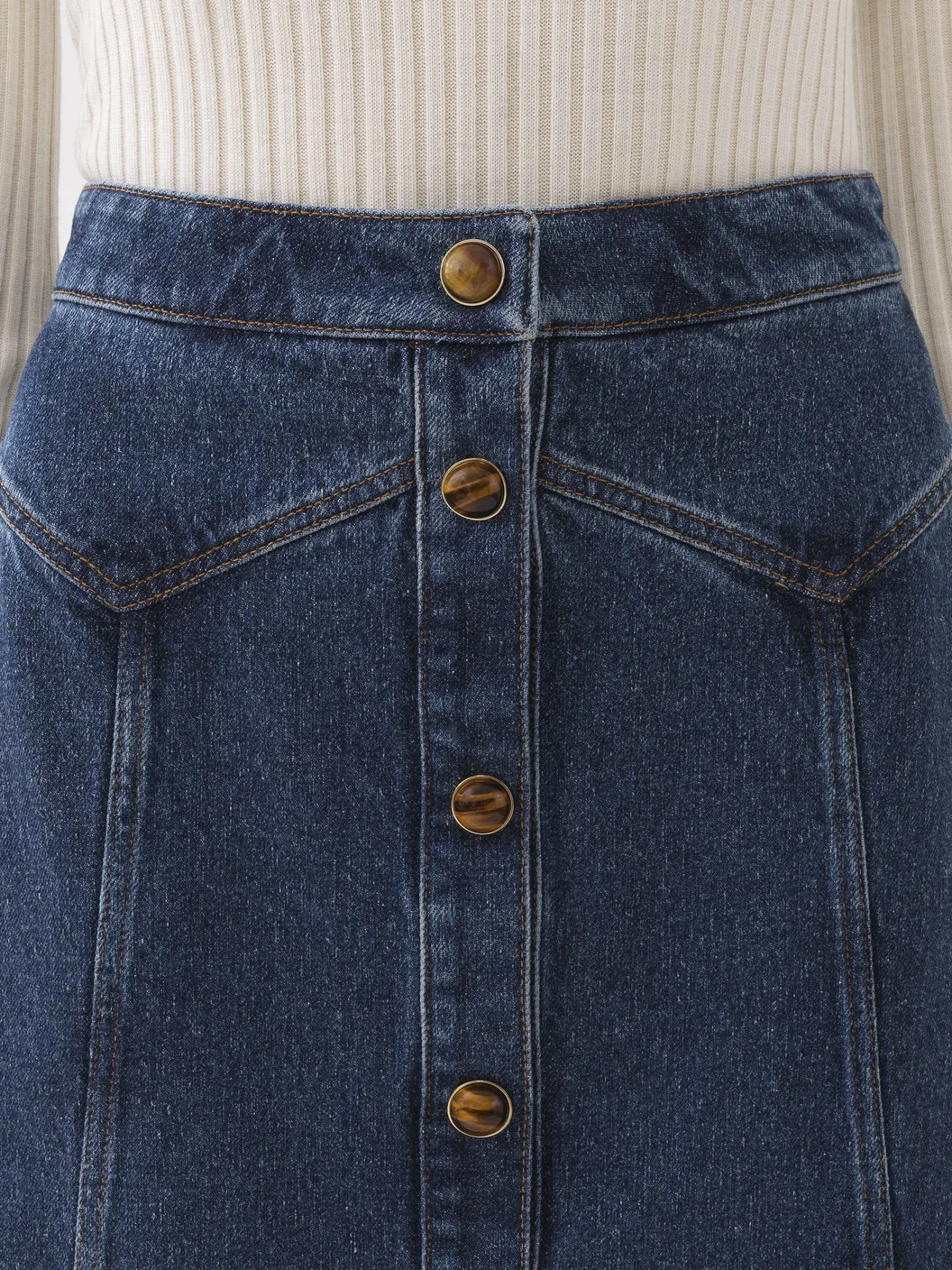 Denim-Chloé Jupe Midi Evasee Faded Denim