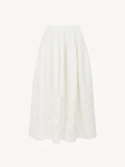 Jupes-Chloé Jupe Midi Froncee Iconic Milk