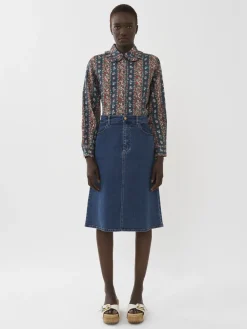 Vêtements-Chloé Jupe Trapeze Deep Denim