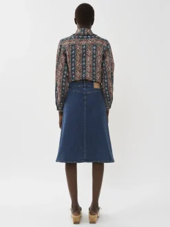 Vêtements-Chloé Jupe Trapeze Deep Denim