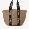 Sacs Cabas-Chloé Large Panier Woody Black - Beige 1
