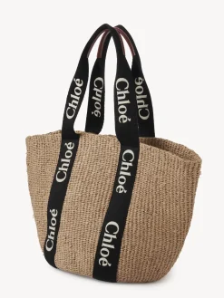 Sacs Cabas-Chloé Large Panier Woody Black - Beige 1