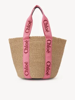 Sacs Cabas-Chloé Large Panier Woody Pink - Red 1