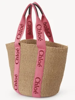 Sacs Cabas-Chloé Large Panier Woody Pink - Red 1