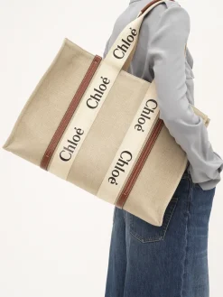 Sacs Cabas-Chloé Large Sac Cabas Woody White - Brown 1