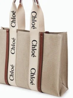 Sacs Cabas-Chloé Large Sac Cabas Woody White - Brown 1