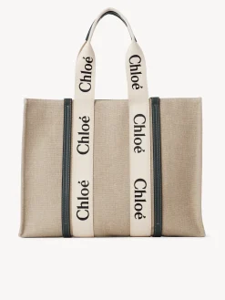 Sacs Cabas-Chloé Large Sac Cabas Woody White - Blue 1