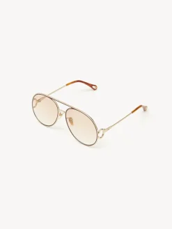 Lunettes De Soleil-Chloé Lunettes De Soleil Austine Gold/Gradient Pink