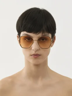 Lunettes De Soleil-Chloé Lunettes De Soleil Austine Petite Gold/Havana/Brown Lens