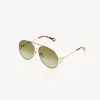 Lunettes De Soleil-Chloé Lunettes De Soleil Austine Gold/Havana/Green Lens
